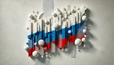Abstract 3D Russian Flag Composition With Geometric Elements