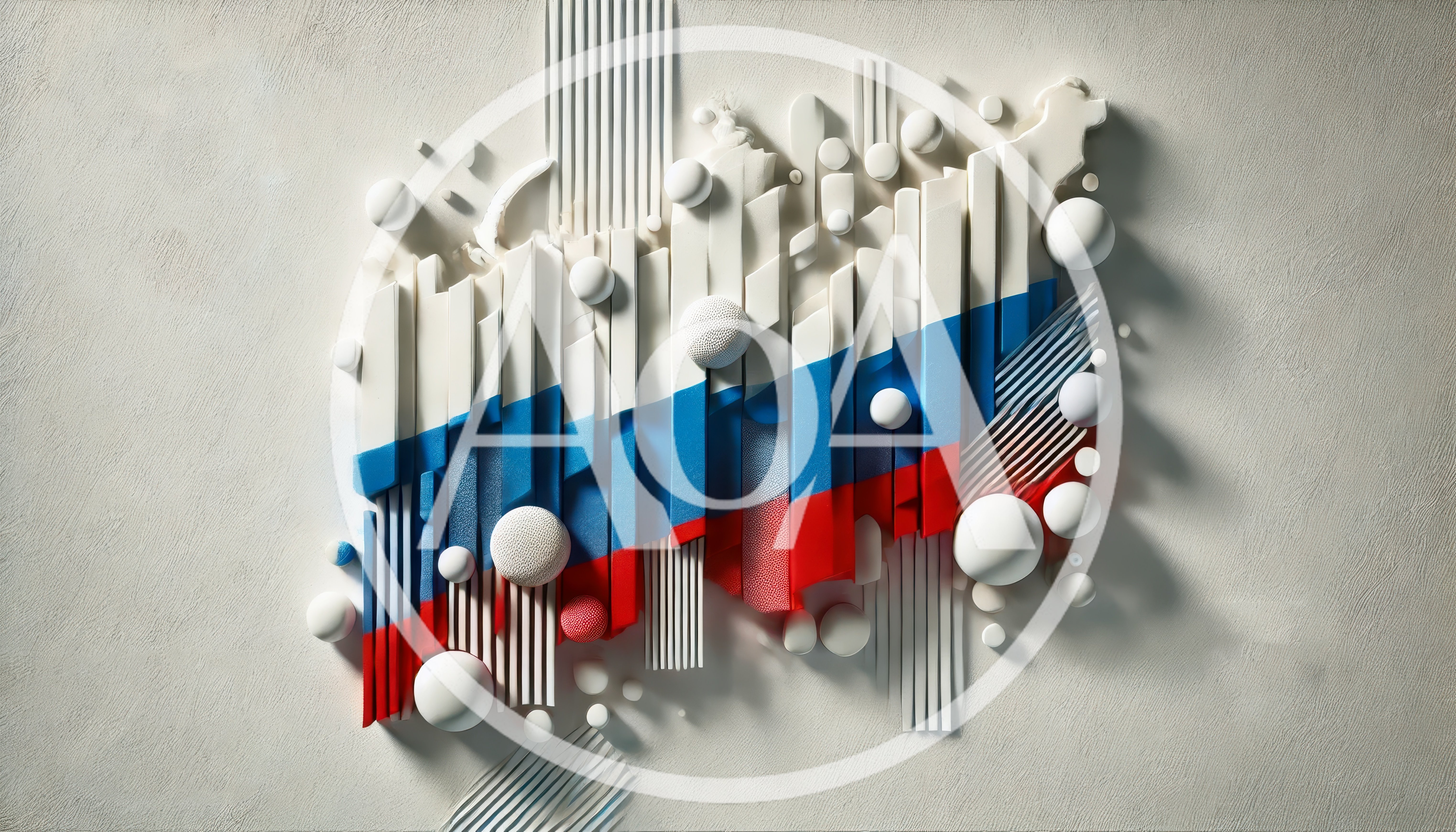 Abstract 3D Russian Flag Composition With Geometric Elements