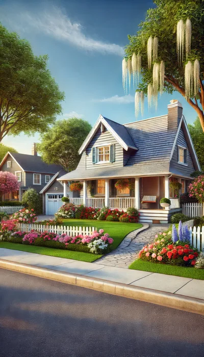 Charming Suburban Cottage With Lush Flower Garden