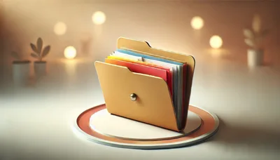 Yellow File Folder With Colorful Documents On Display