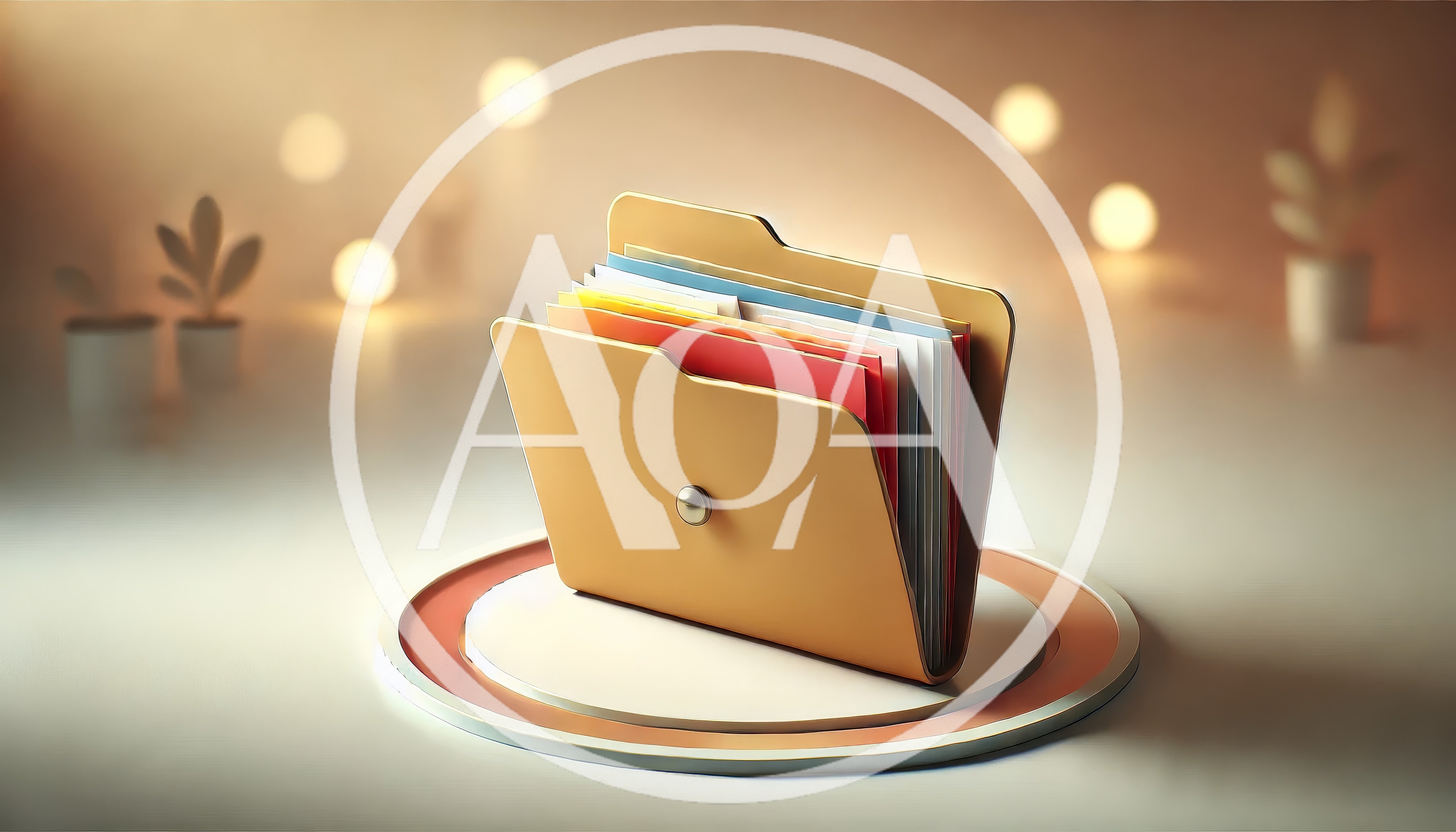Yellow File Folder With Colorful Documents On Display