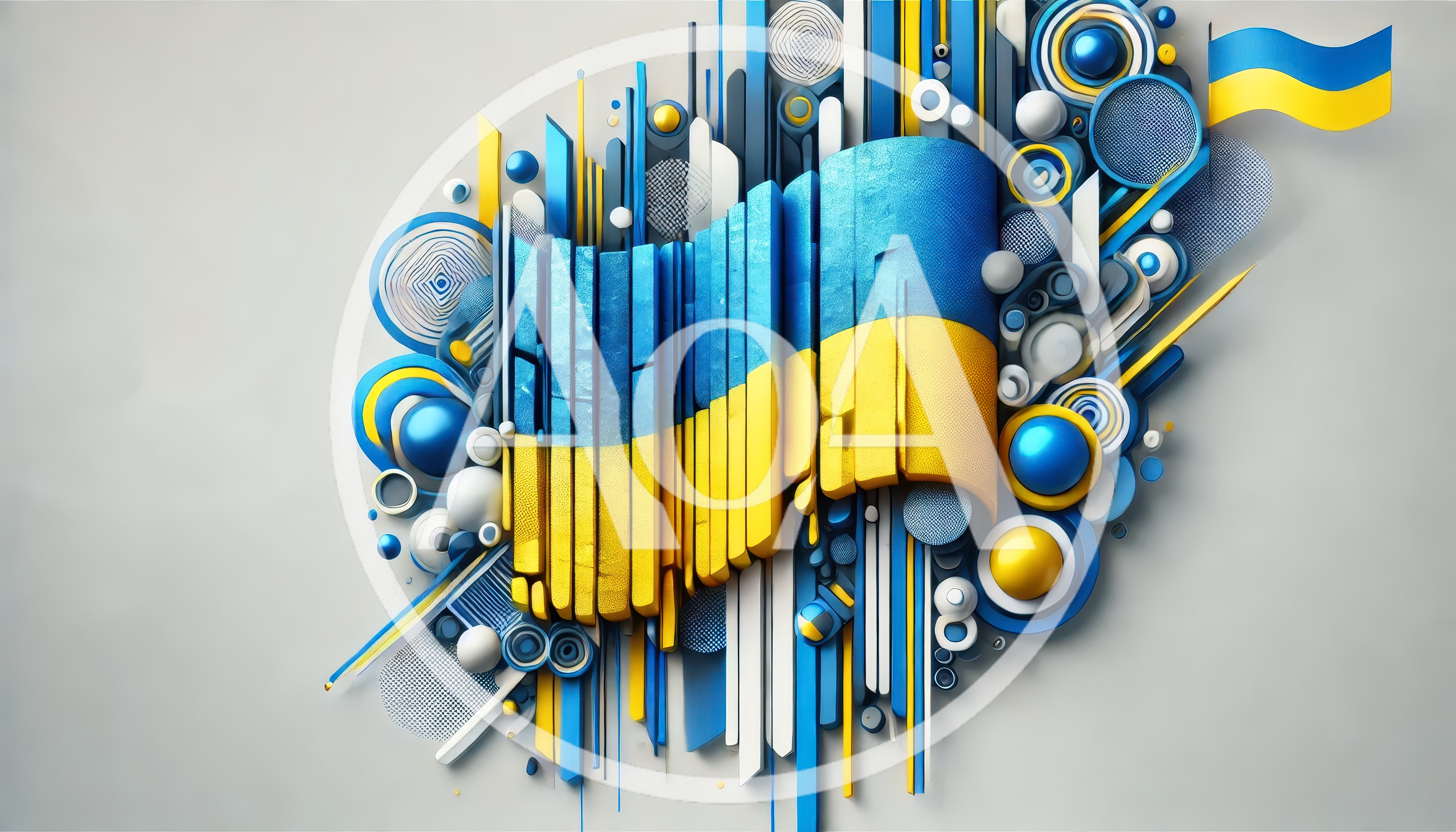 Abstract 3D Ukrainian Flag Composition