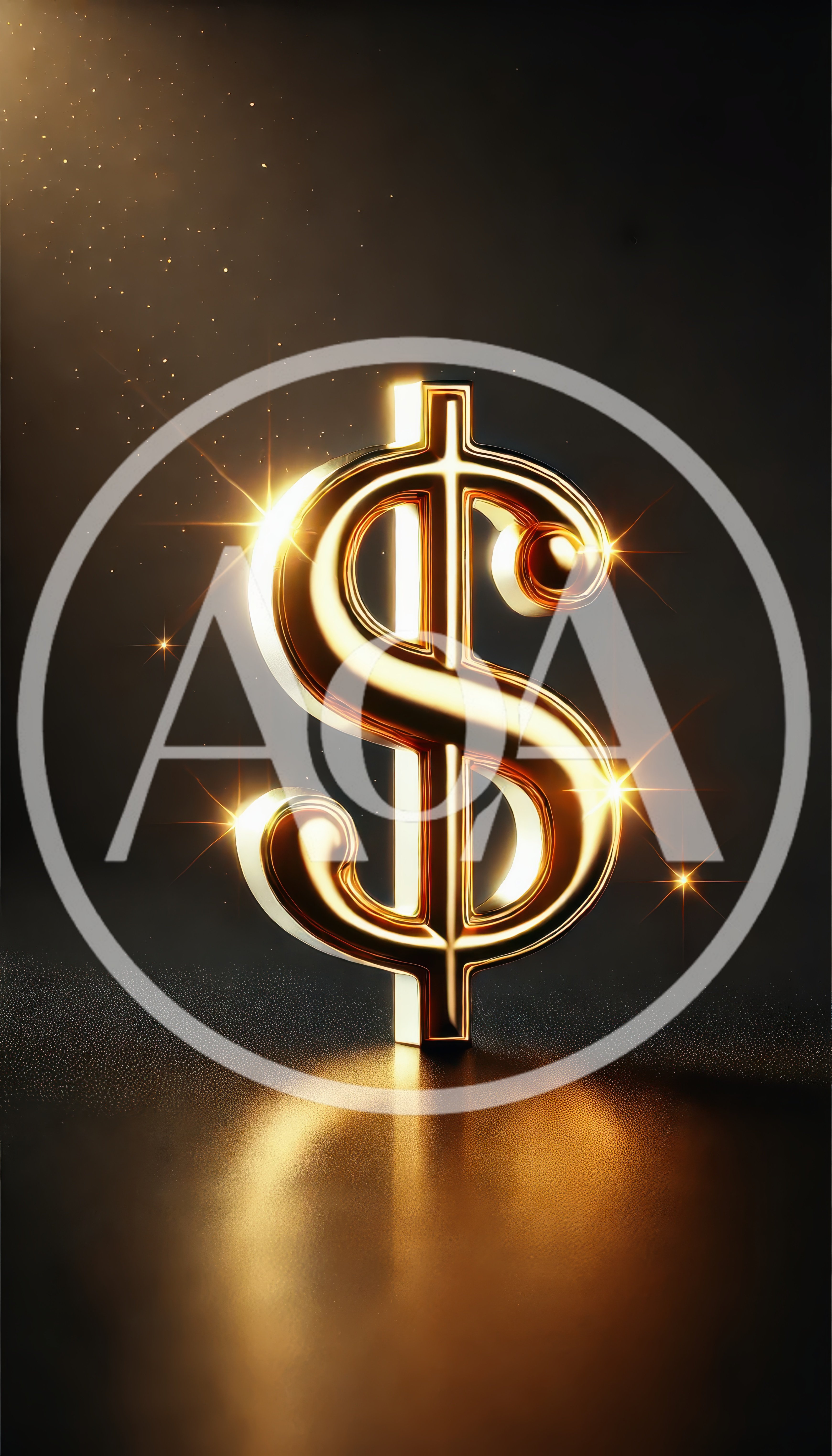Golden Dollar Sign Symbol on Reflective Surface