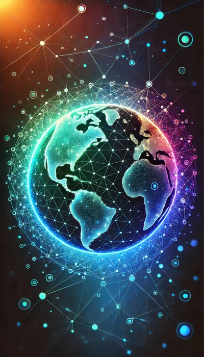 Digital Earth Globe With Global Network Connectivity