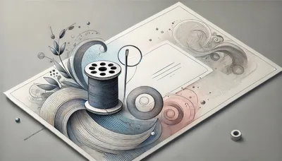 Artistic Illustration of Sewing Spool and Needle