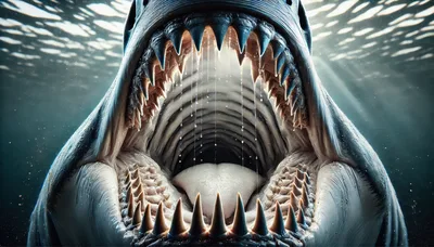 Close Up Of A Great White Shark Mouth