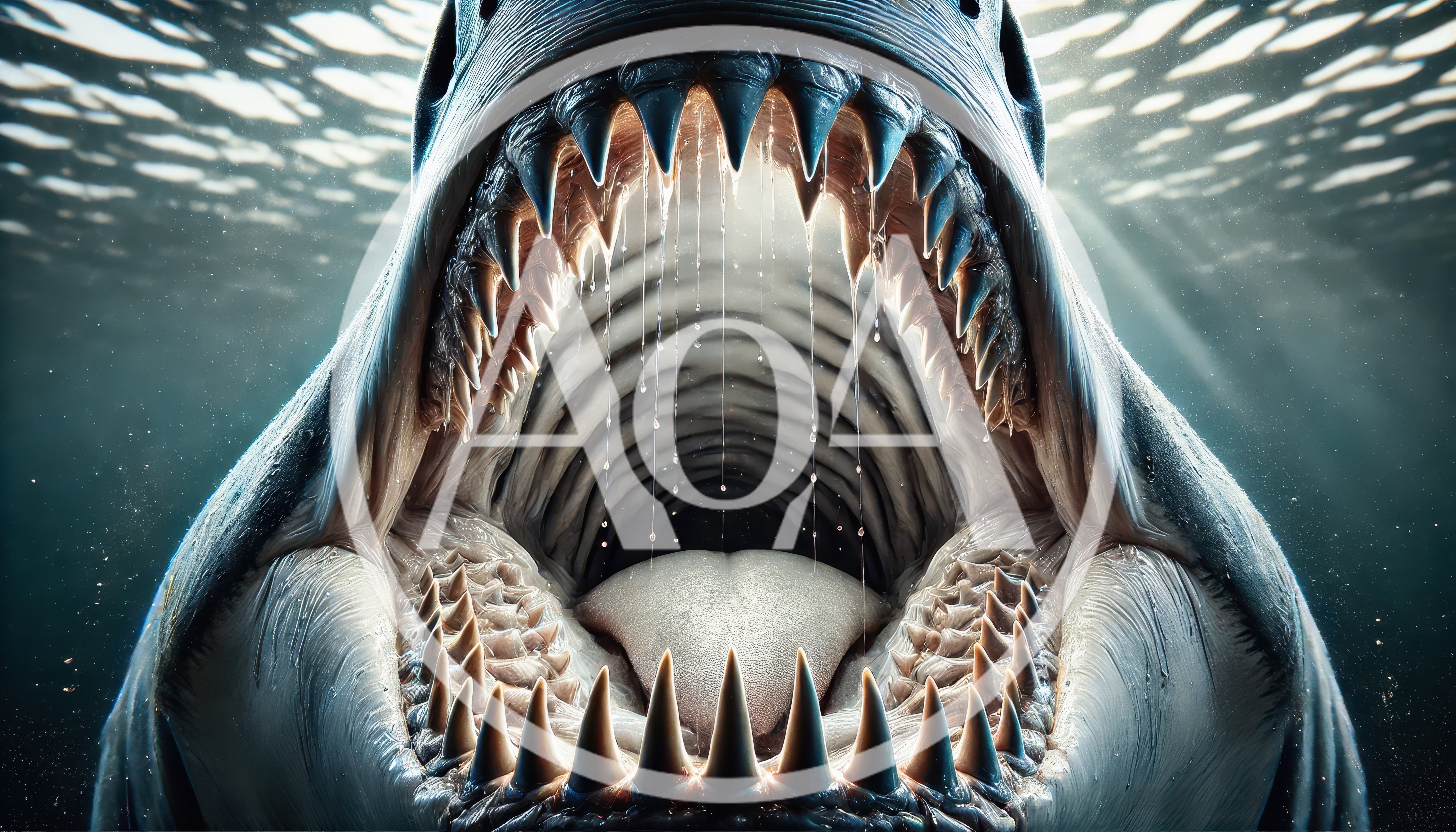 Close Up Of A Great White Shark Mouth