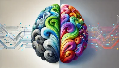 Abstract Digital Brain With Circuitry Connections