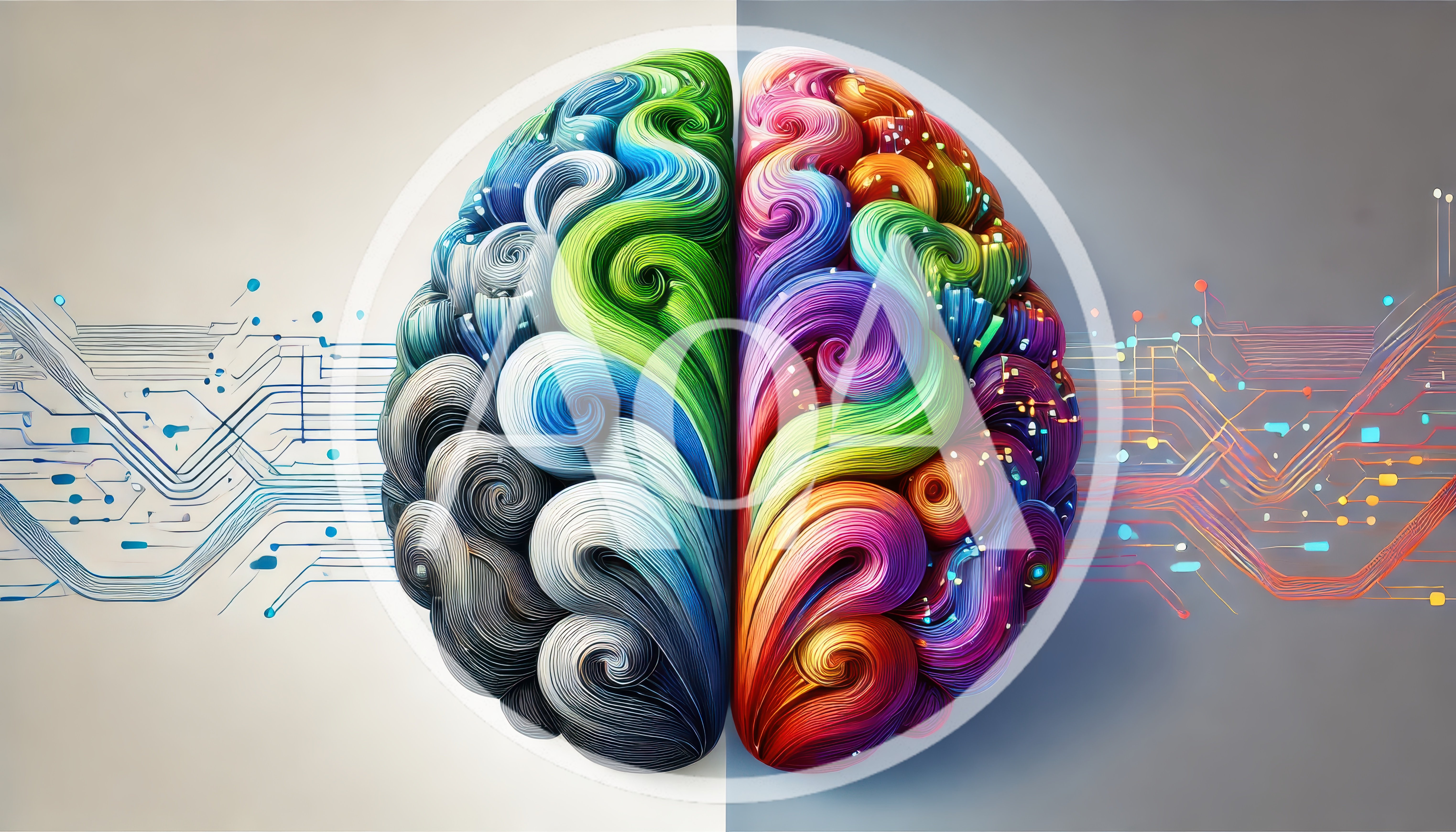 Abstract Digital Brain With Circuitry Connections