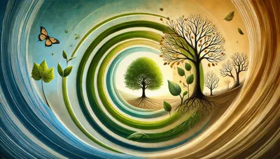 Surreal Artistic Representation of Seasonal Life Cycle