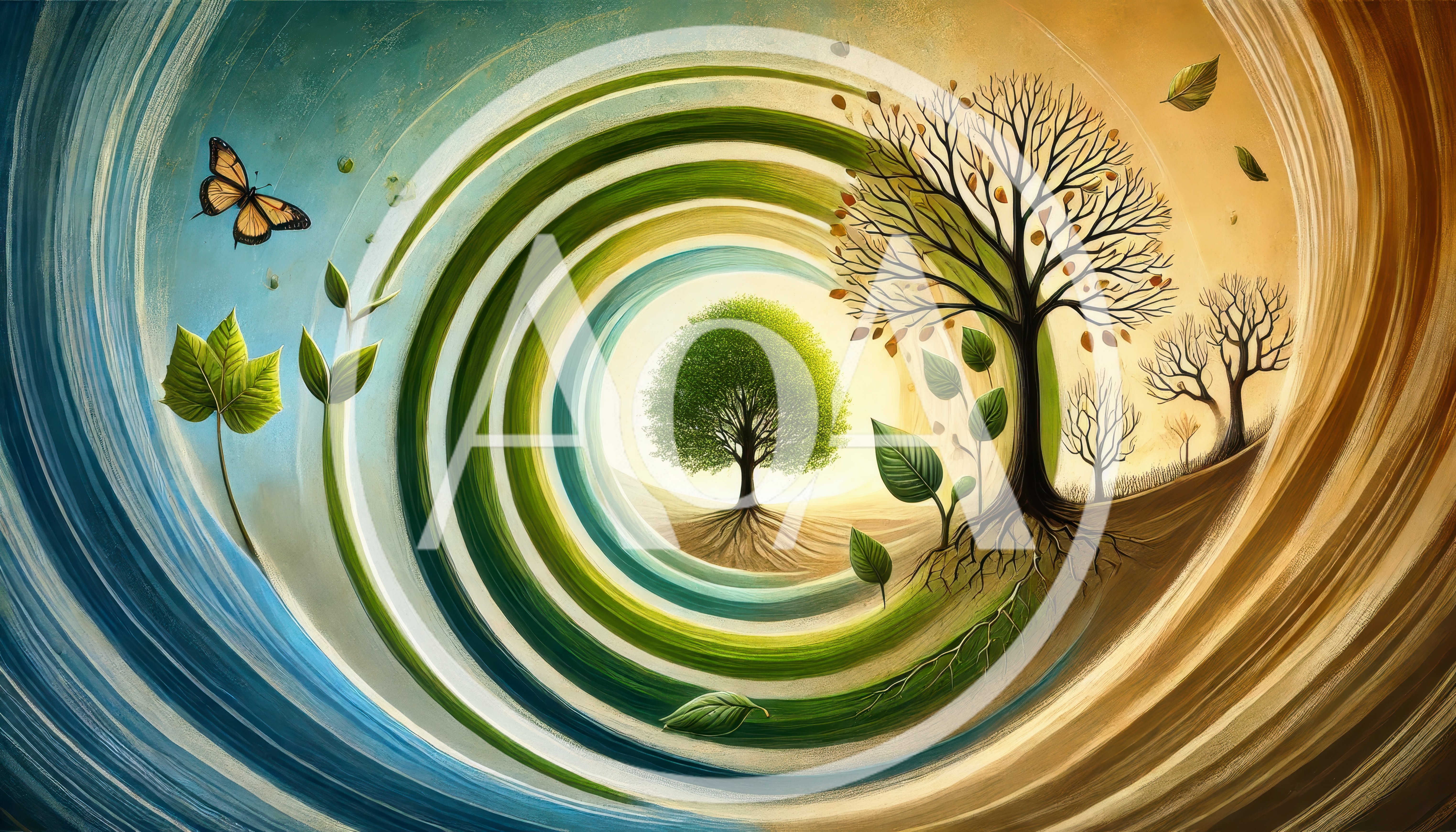 Surreal Artistic Representation of Seasonal Life Cycle