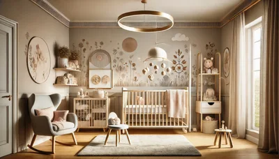 Modern Neutral Nursery With Crib And Rocking Chair