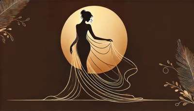 Elegant Silhouette Of A Woman With Flowing Golden Fabric
