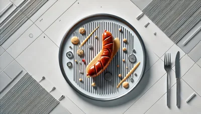 Grilled Sausage Served on a Futuristic Metallic Plate