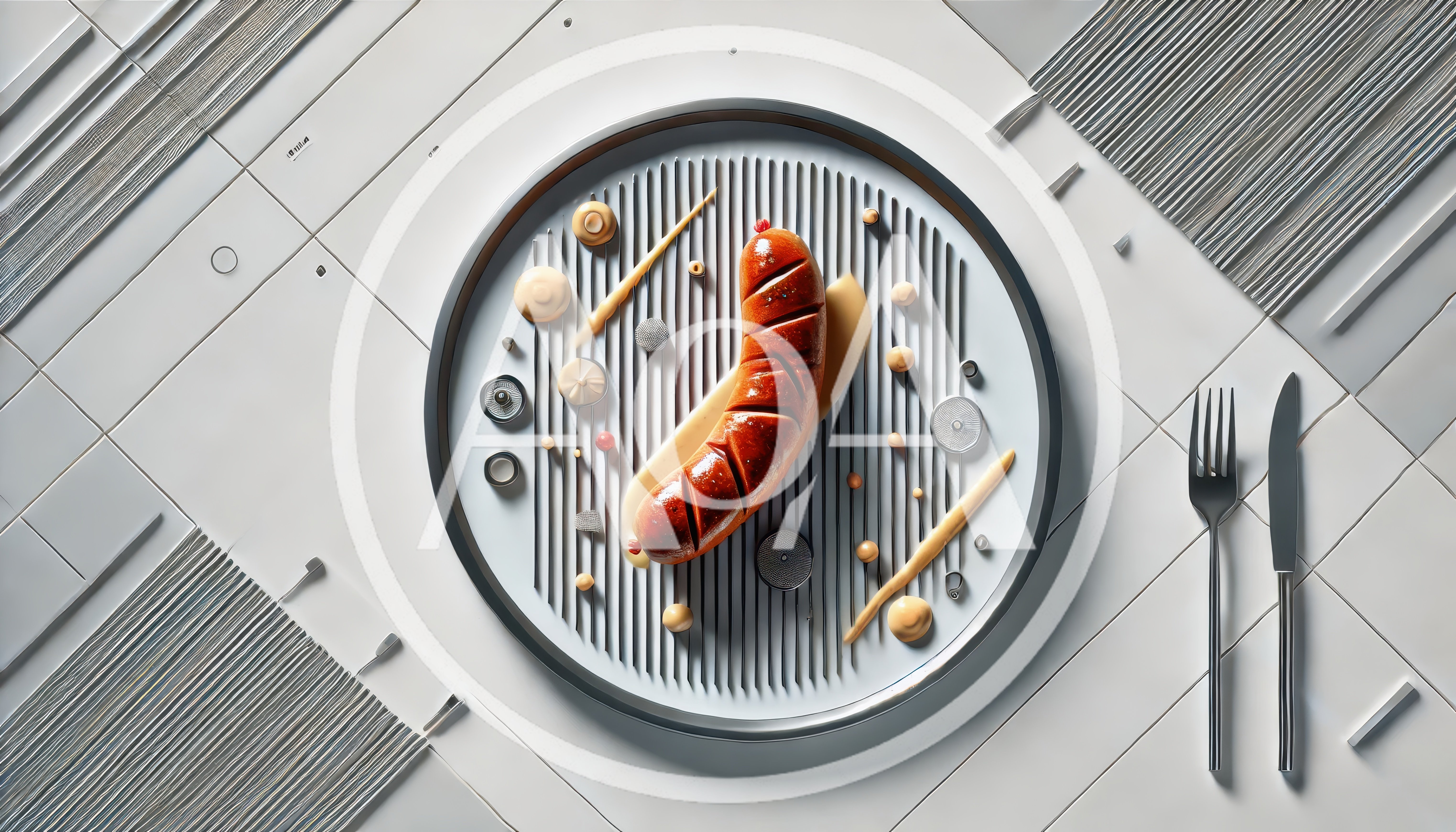 Grilled Sausage Served on a Futuristic Metallic Plate