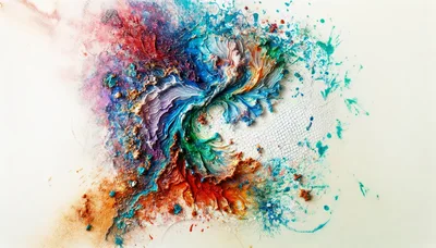 Abstract Oil Paint Swirls With Textured Impasto Layers