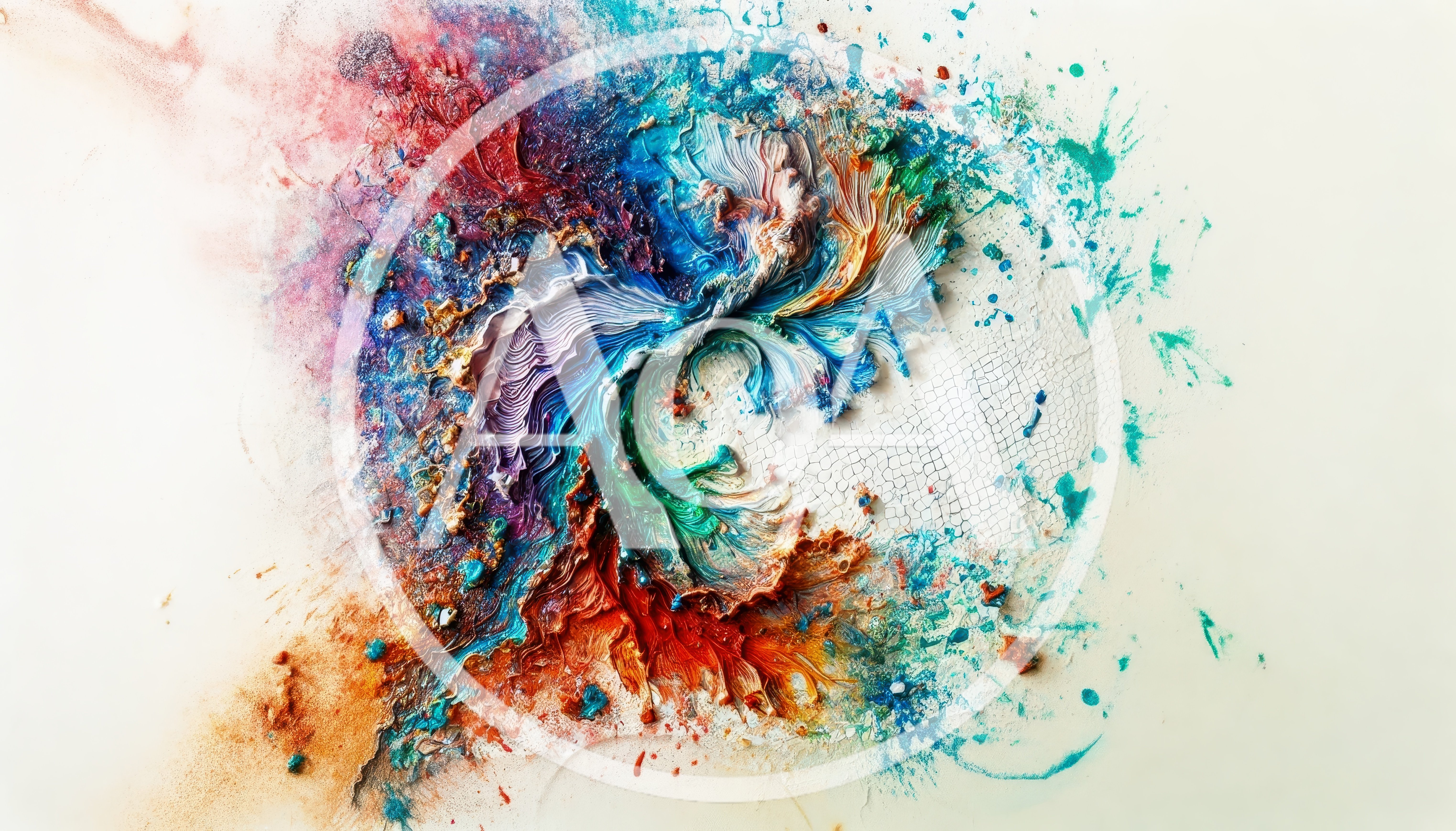 Abstract Oil Paint Swirls With Textured Impasto Layers