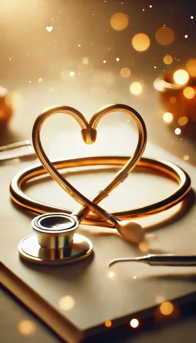 Golden Stethoscope Shaped Into A Heart Symbol
