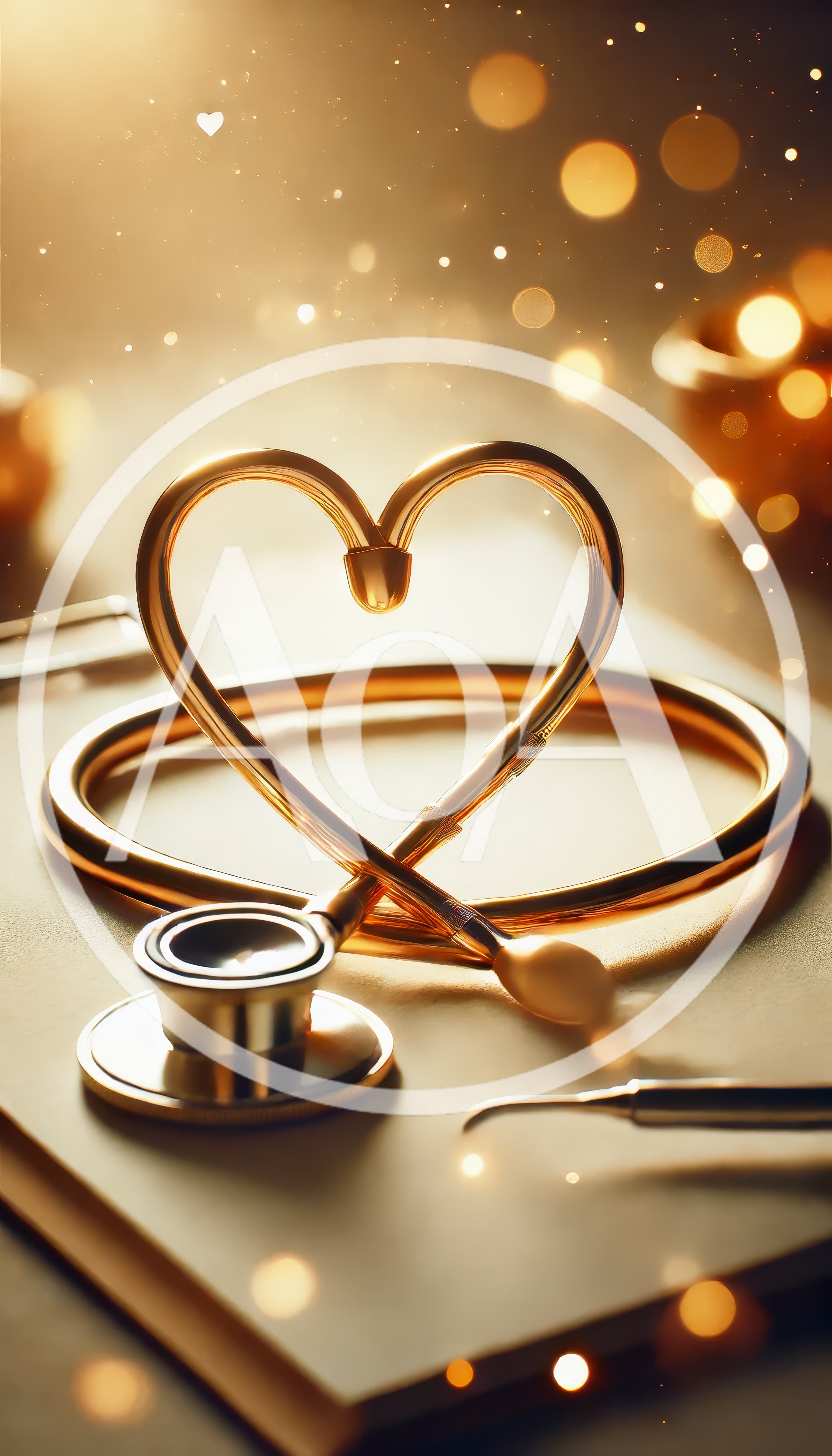 Golden Stethoscope Shaped Into A Heart Symbol