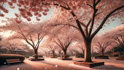 Cherry Blossom Trees in a Peaceful Park