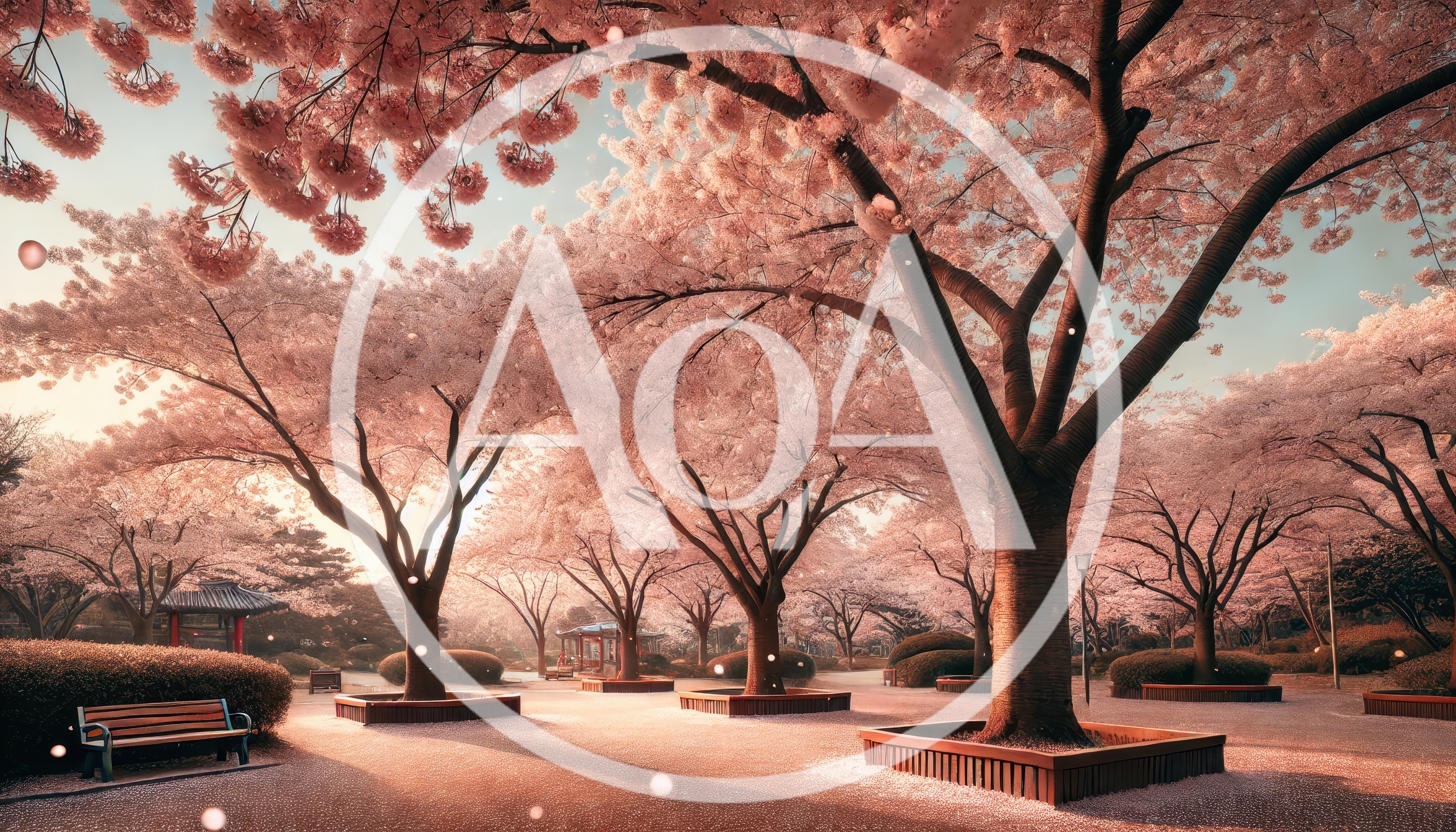 Cherry Blossom Trees in a Peaceful Park