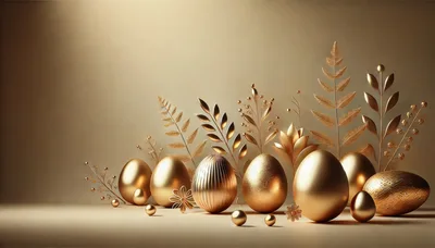 Golden Easter Eggs With Metallic Foliage Decor