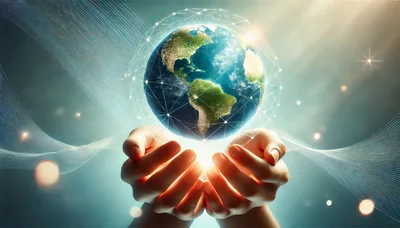 Human Hands Holding A Glowing Digital Earth Globe