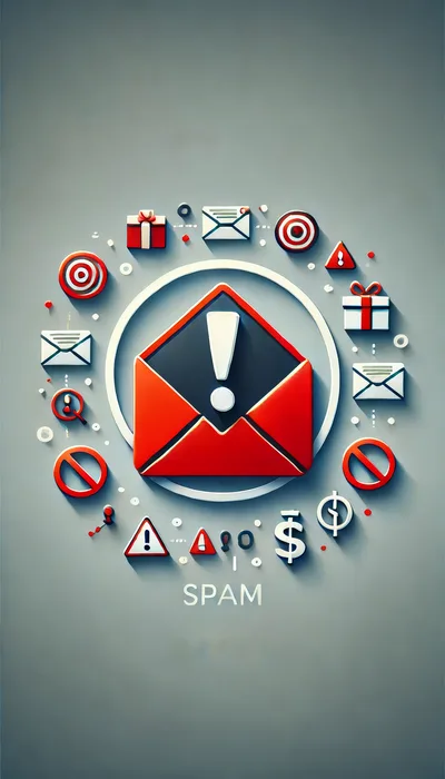 3D Spam Email Icon With Warning Symbol