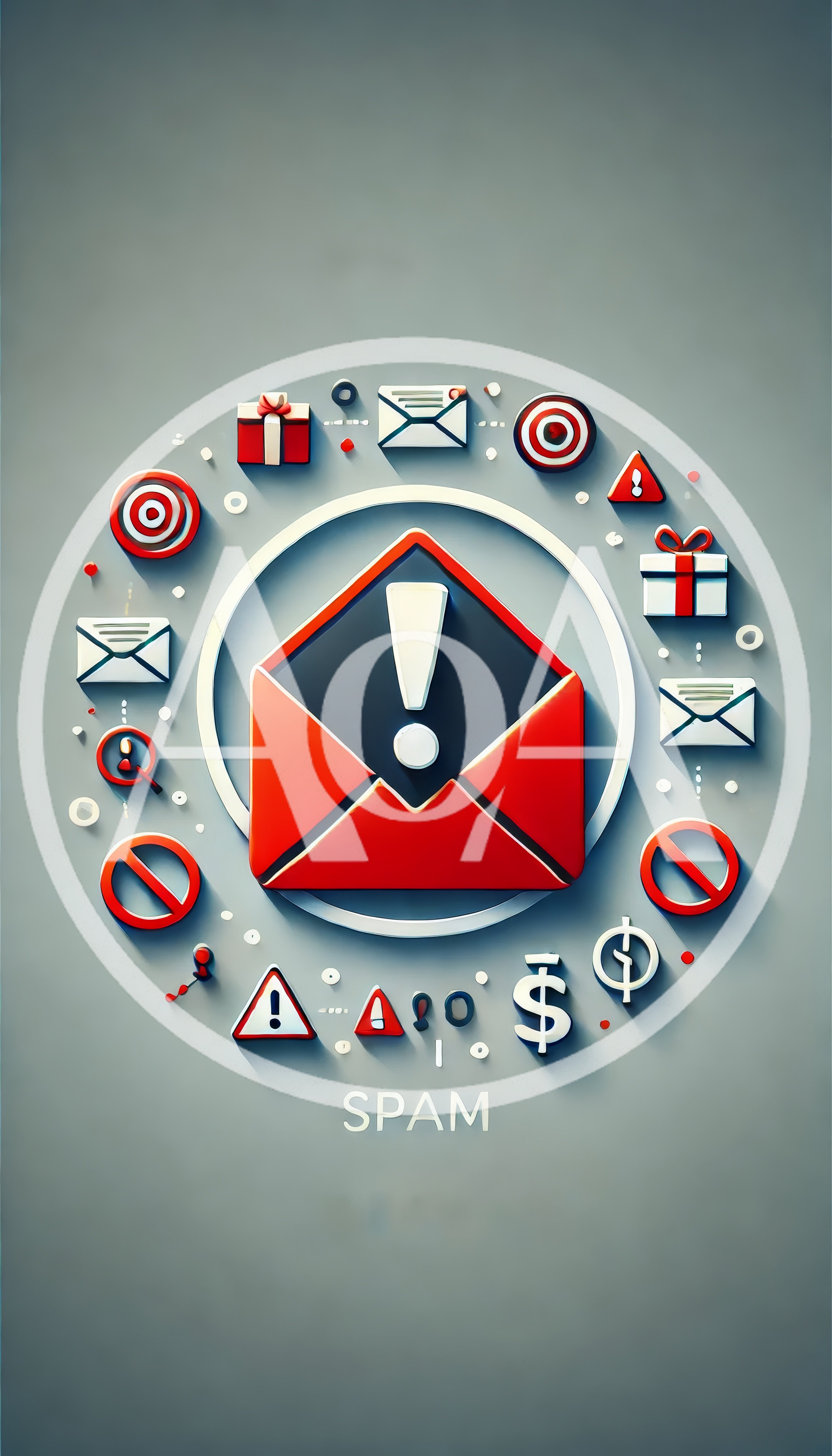 3D Spam Email Icon With Warning Symbol