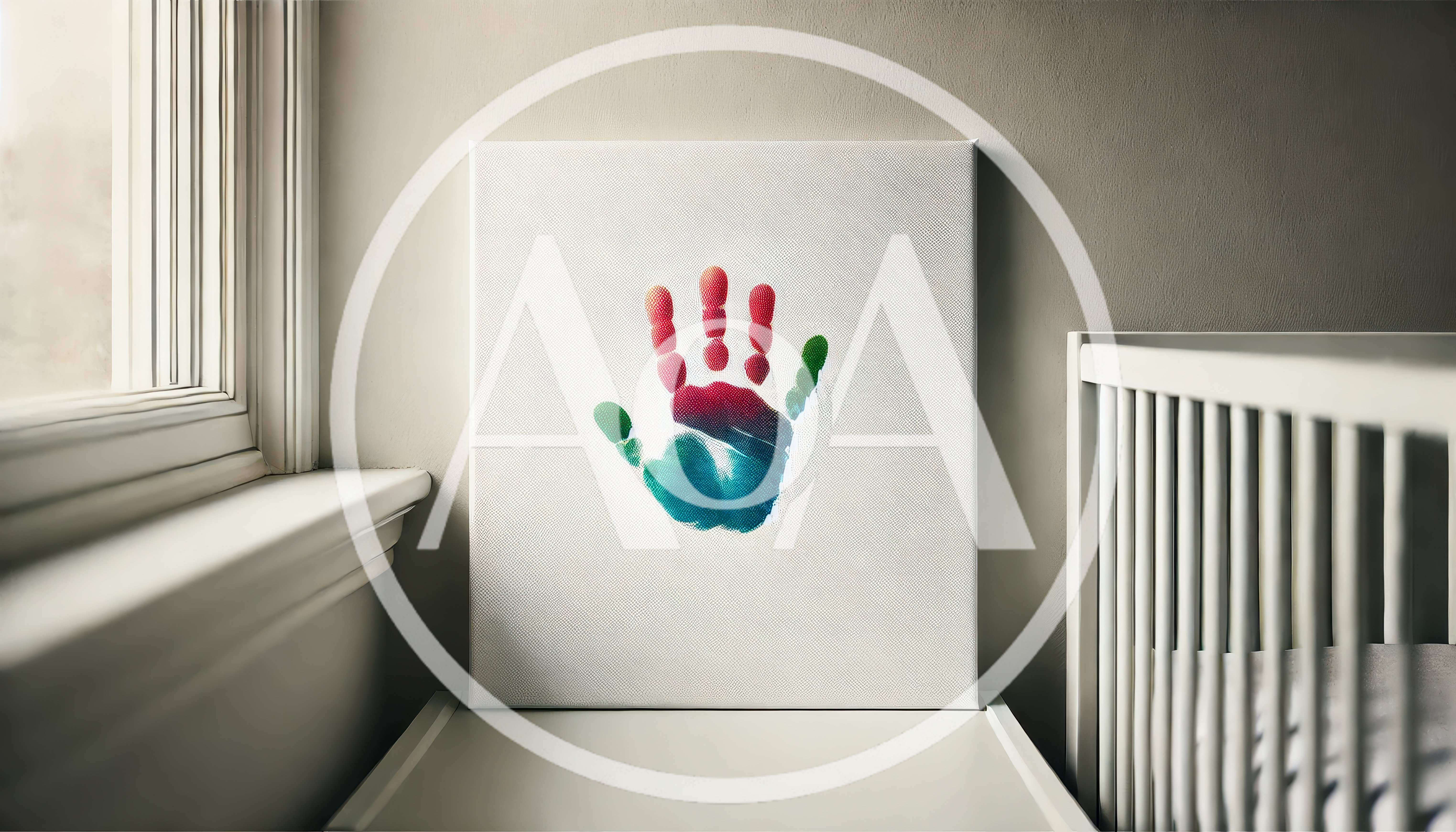 Colorful Handprint Art Canvas In A Nursery