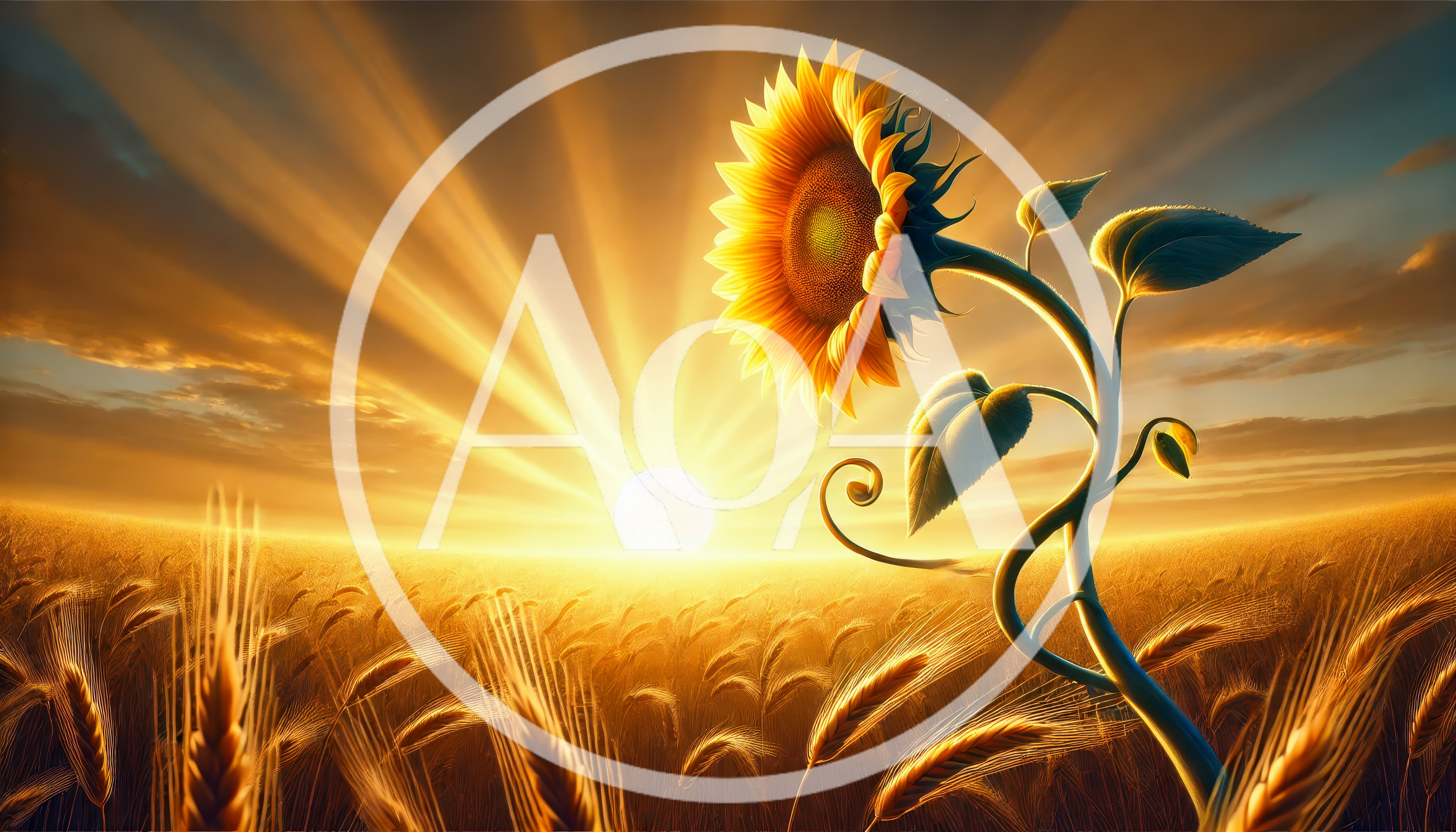 Single Sunflower Standing In A Golden Wheat Field