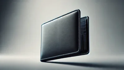Black Leather Wallet Floating Against A Neutral Background