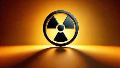 3D Radioactive Hazard Symbol On Glowing Orange Background