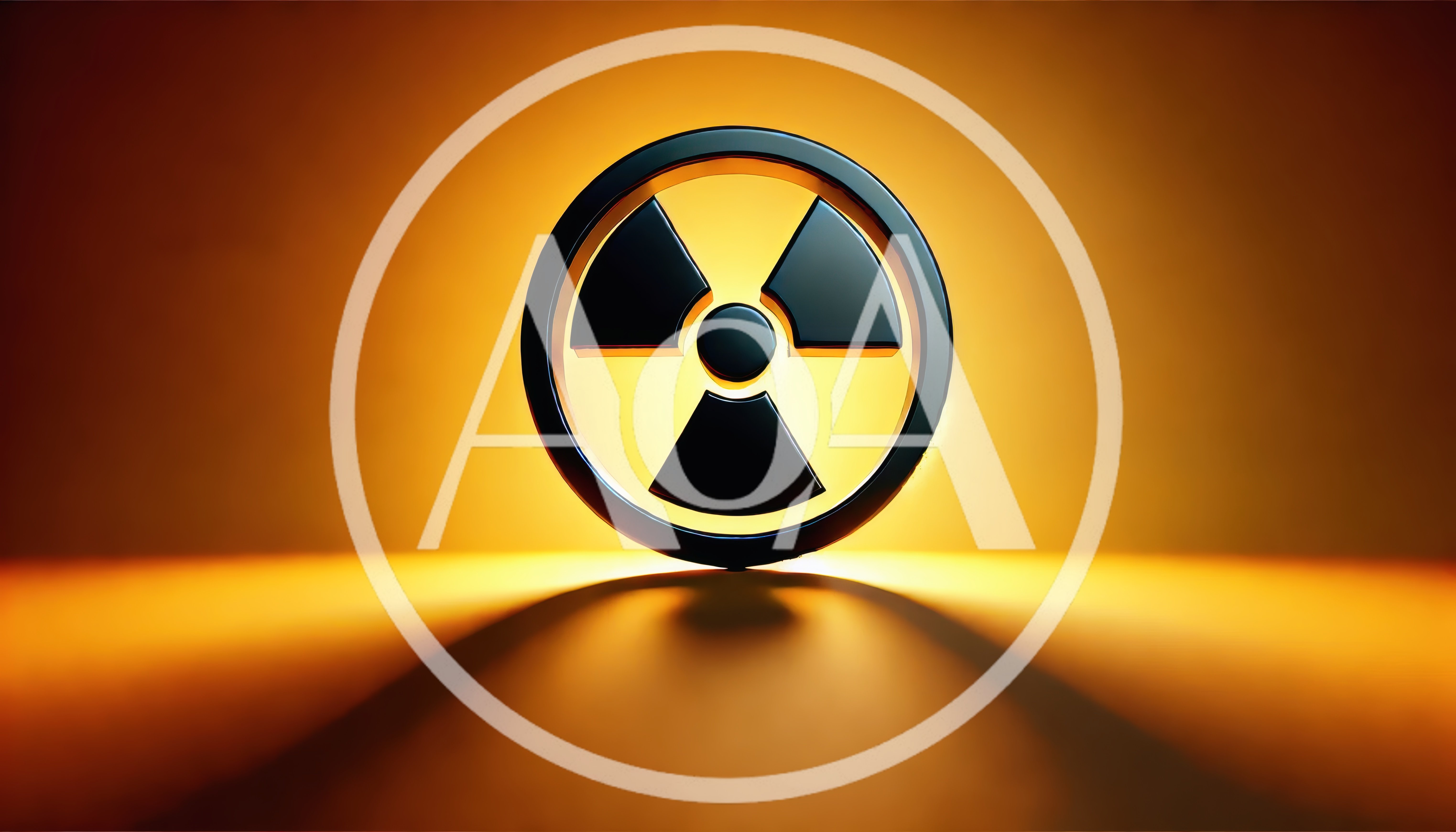 3D Radioactive Hazard Symbol On Glowing Orange Background