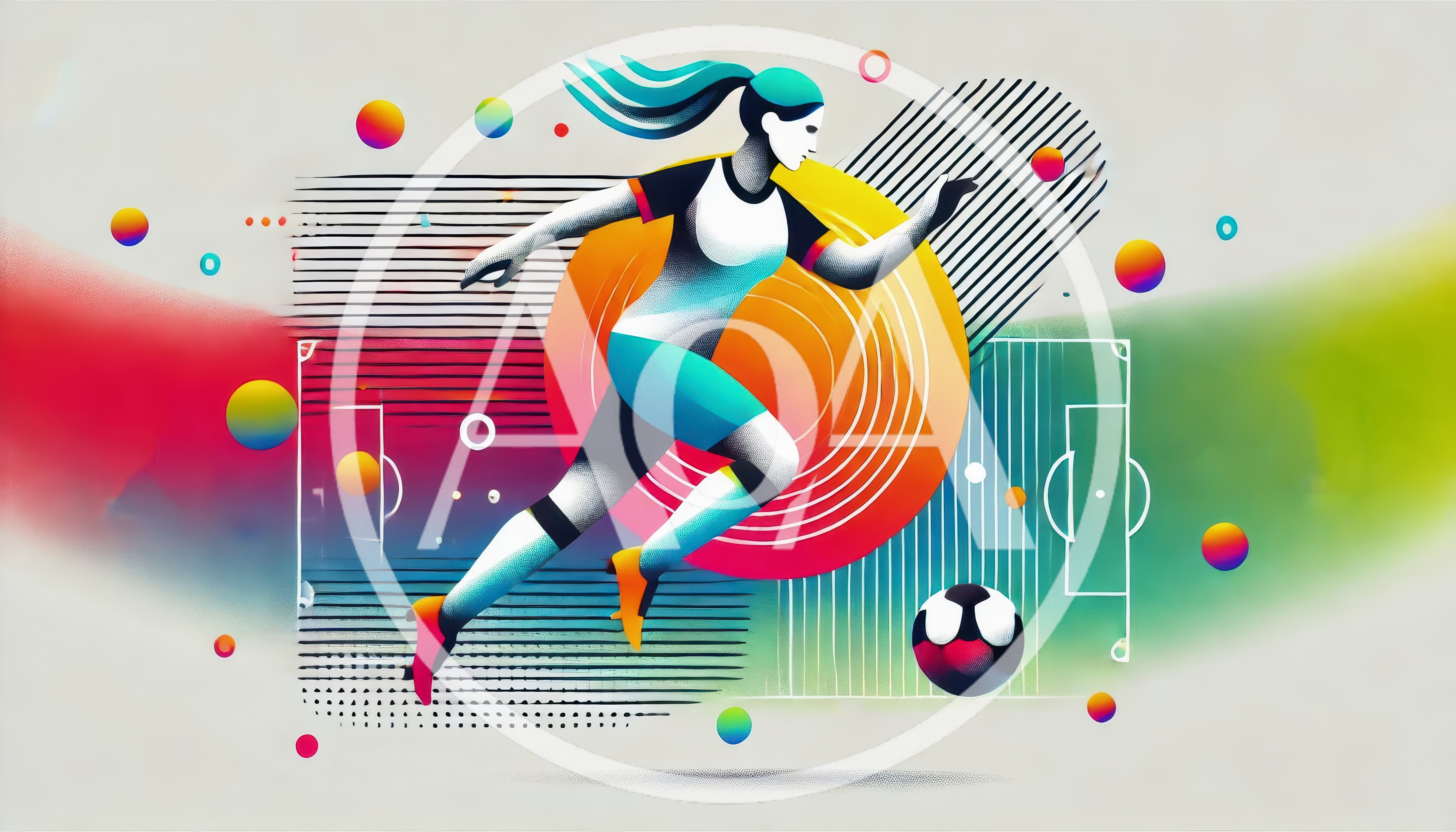 Abstract Illustration Of A Female Soccer Player Running