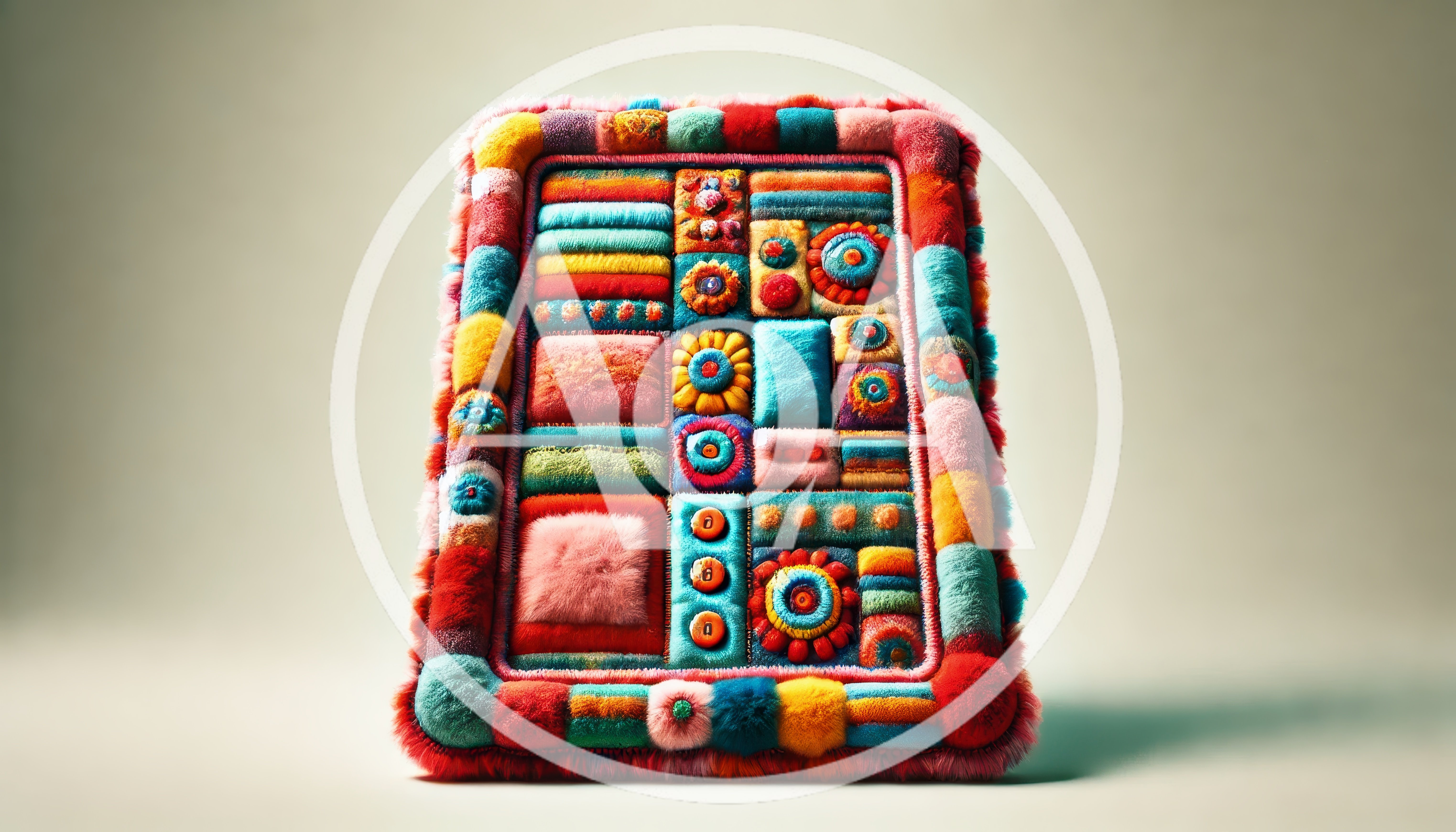 Colorful Textured Fabric Patchwork Art Piece