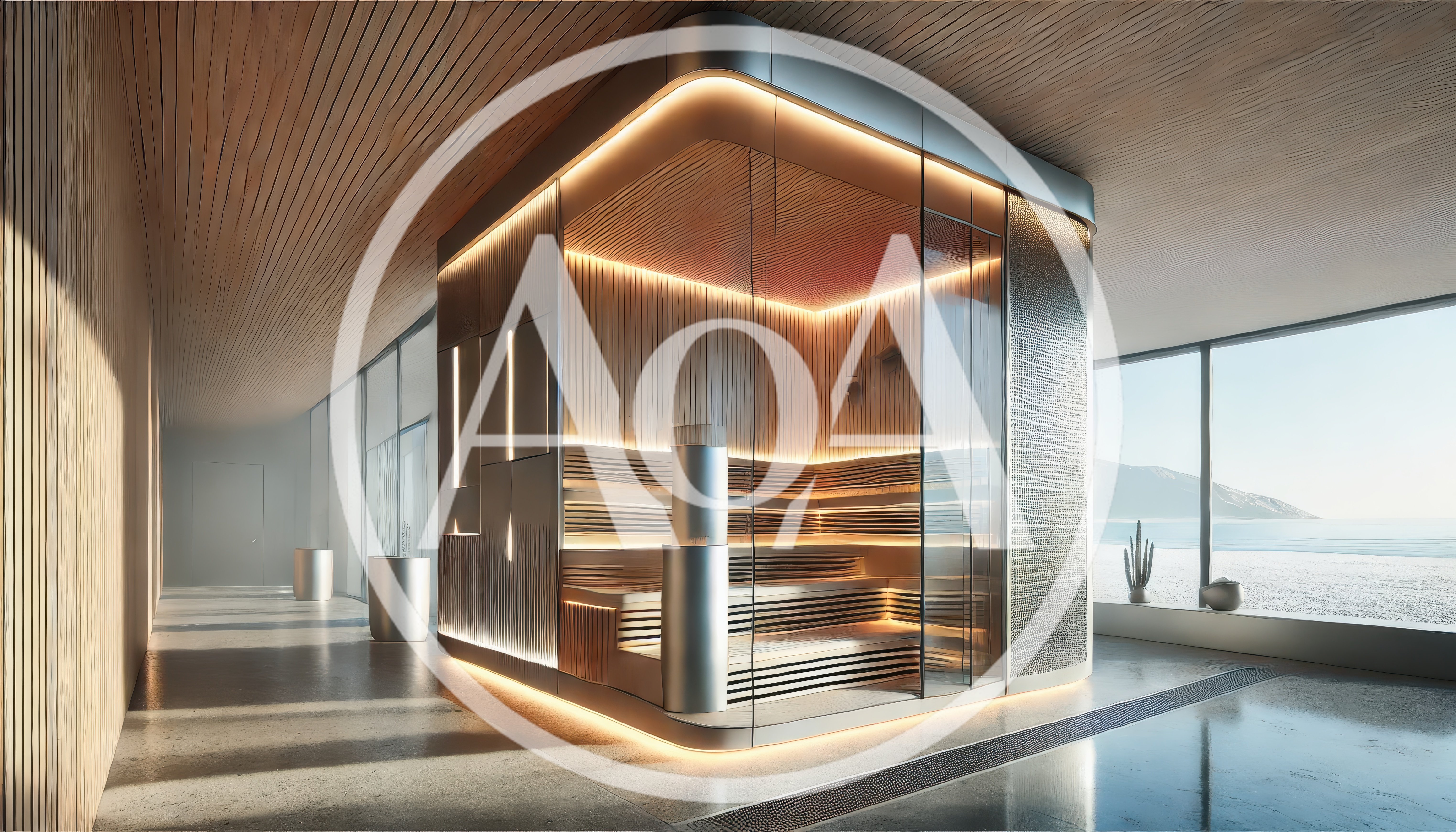 Modern Luxury Sauna Interior With Ocean View