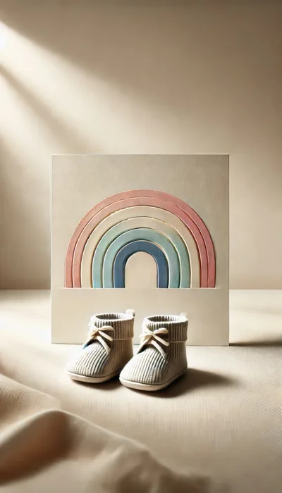 Baby Booties With Rainbow Wall Art Decor