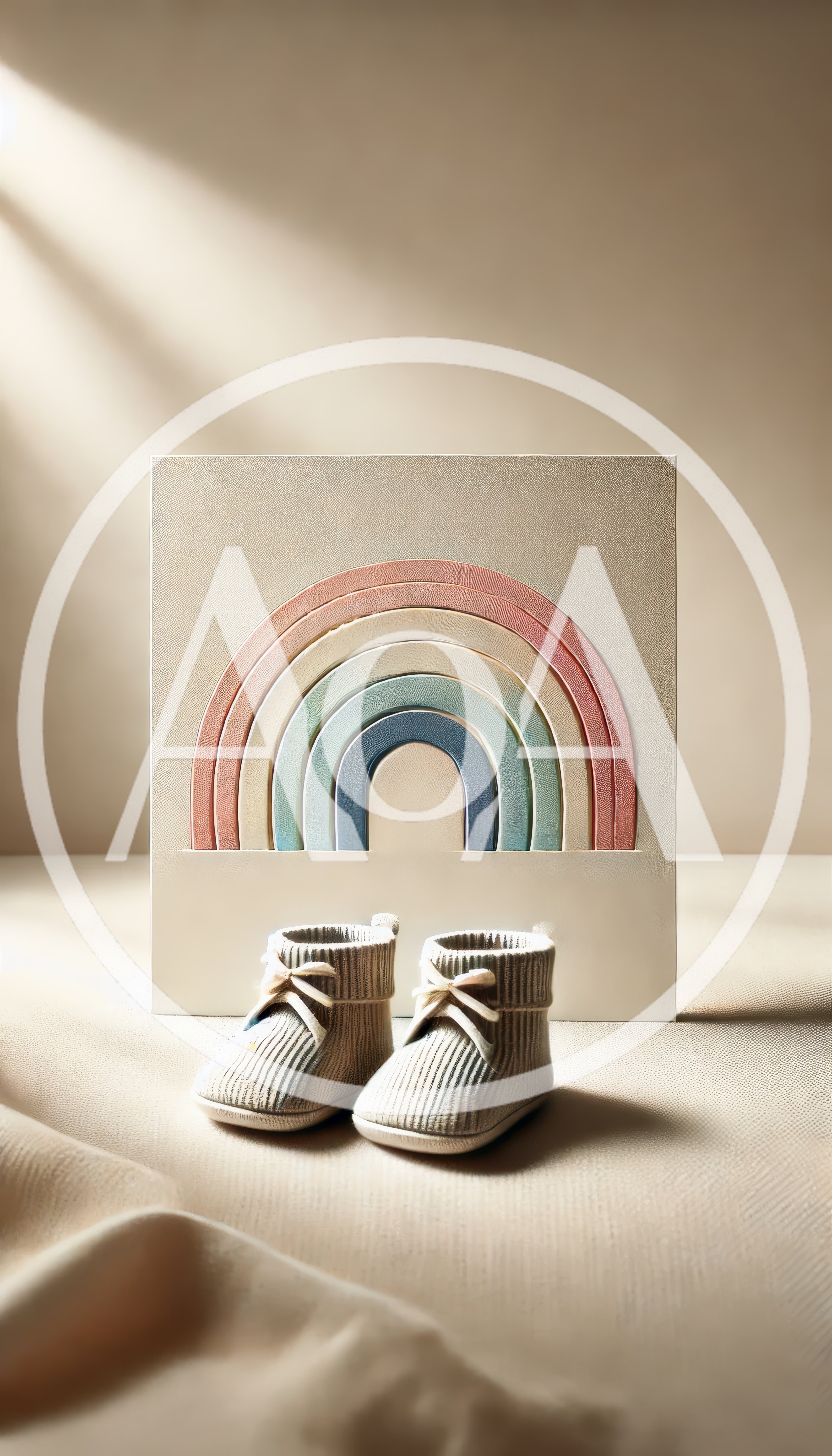 Baby Booties With Rainbow Wall Art Decor