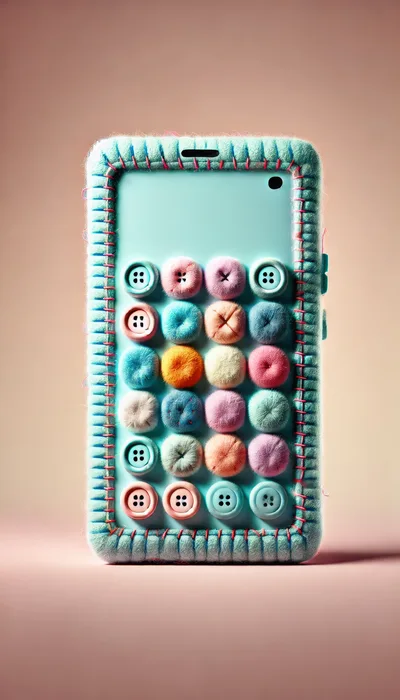 Crafted Smartphone Case With Buttons And Pom Poms