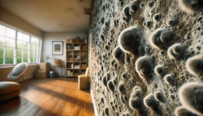 Severe Mold Growth Covering Interior Living Room Wall
