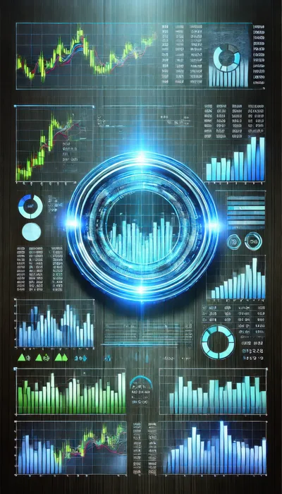 Futuristic Financial Data Dashboard With Glowing Holographic Interface