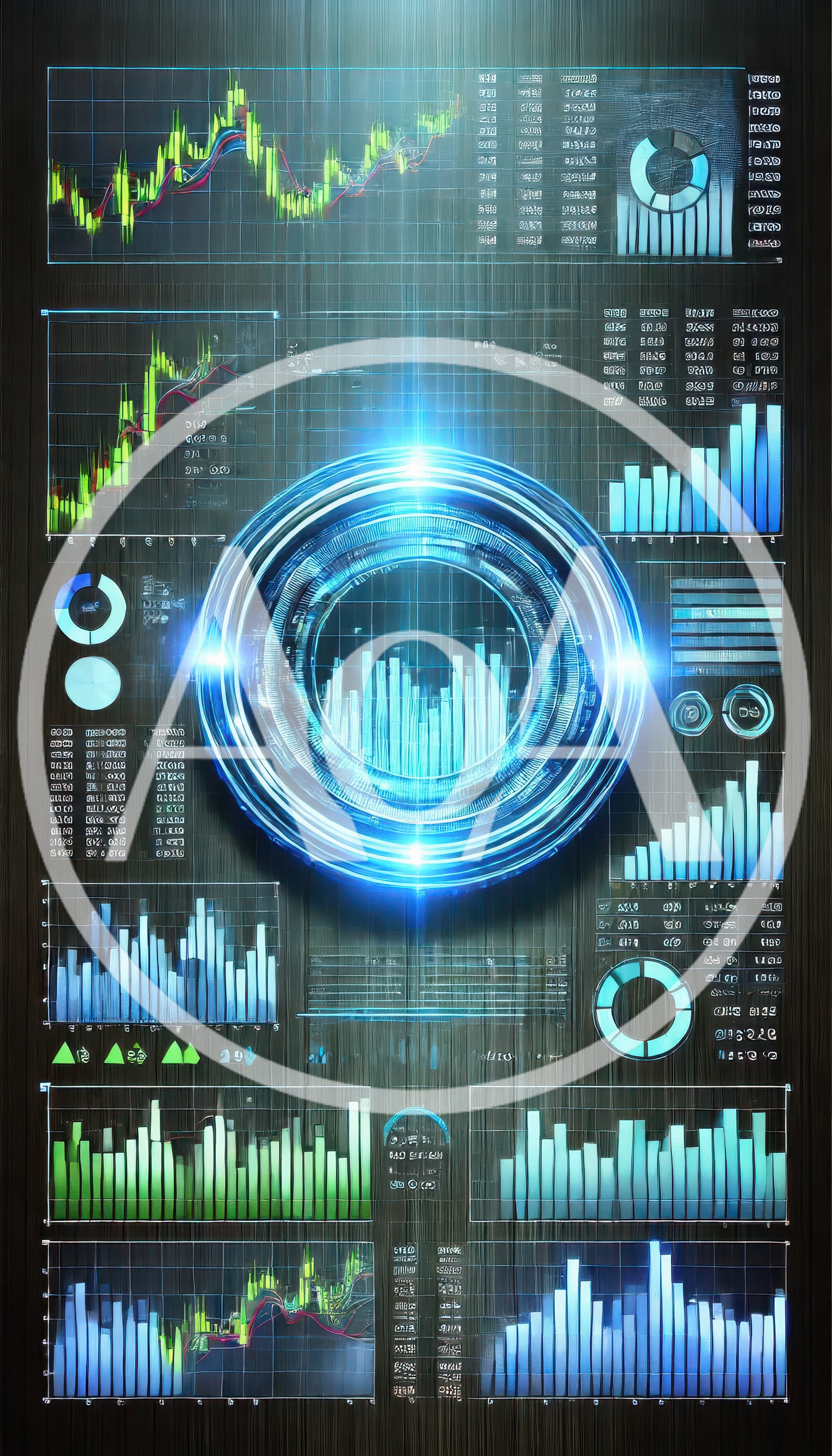Futuristic Financial Data Dashboard With Glowing Holographic Interface