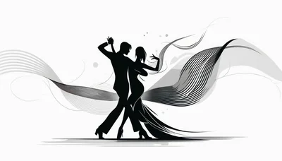 Elegant Silhouette Of A Couple Dancing Tango