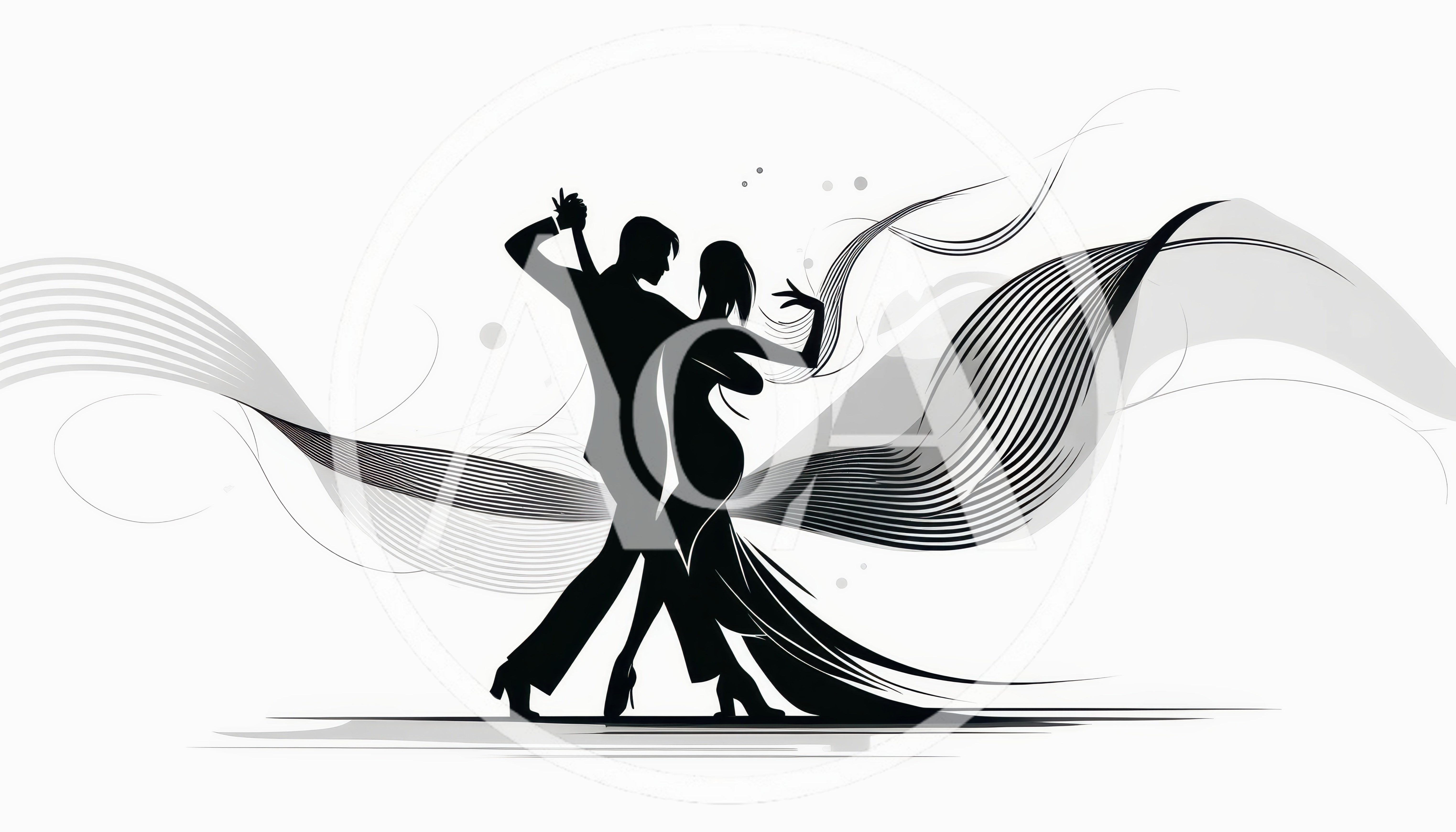 Elegant Silhouette Of A Couple Dancing Tango