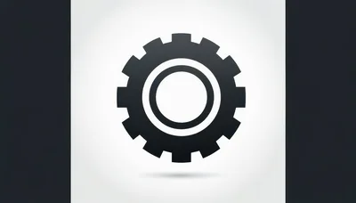 Minimalist Black Gear Icon On White Background