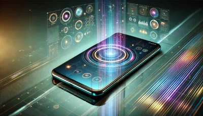 Futuristic Smartphone With Holographic Data Interface