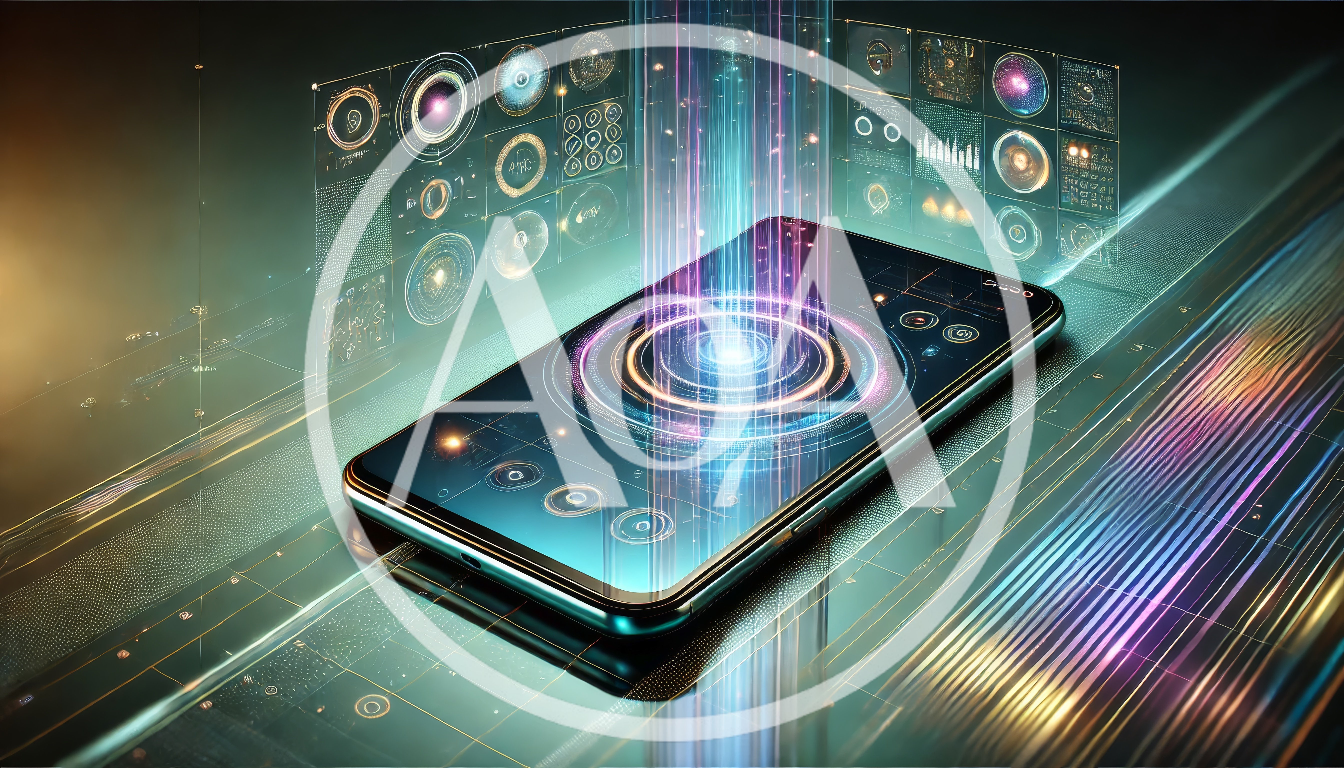 Futuristic Smartphone With Holographic Data Interface