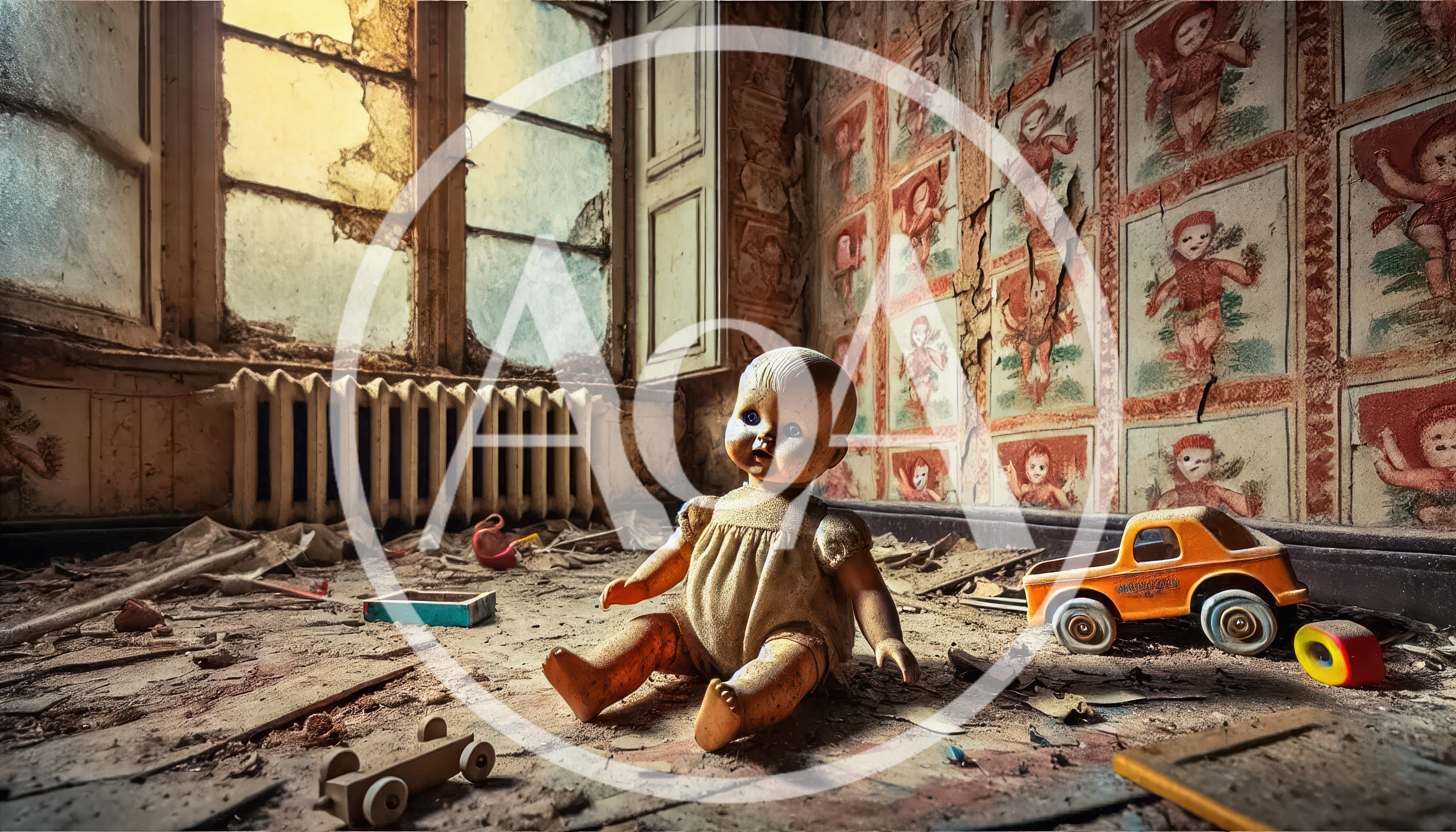 Creepy Vintage Doll In Abandoned Nursery Room