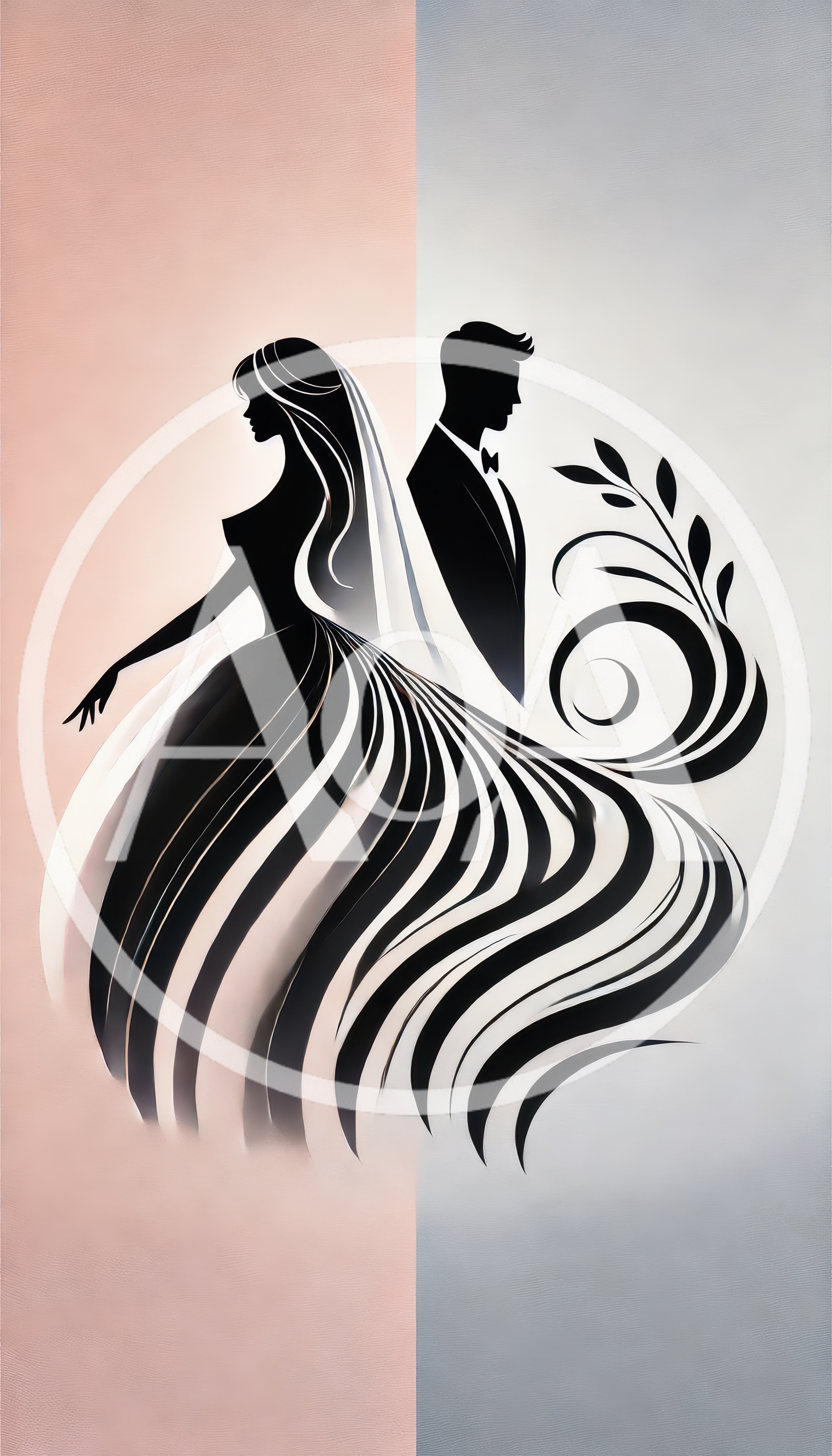Minimalist Silhouette Illustration Of A Bride And Groom